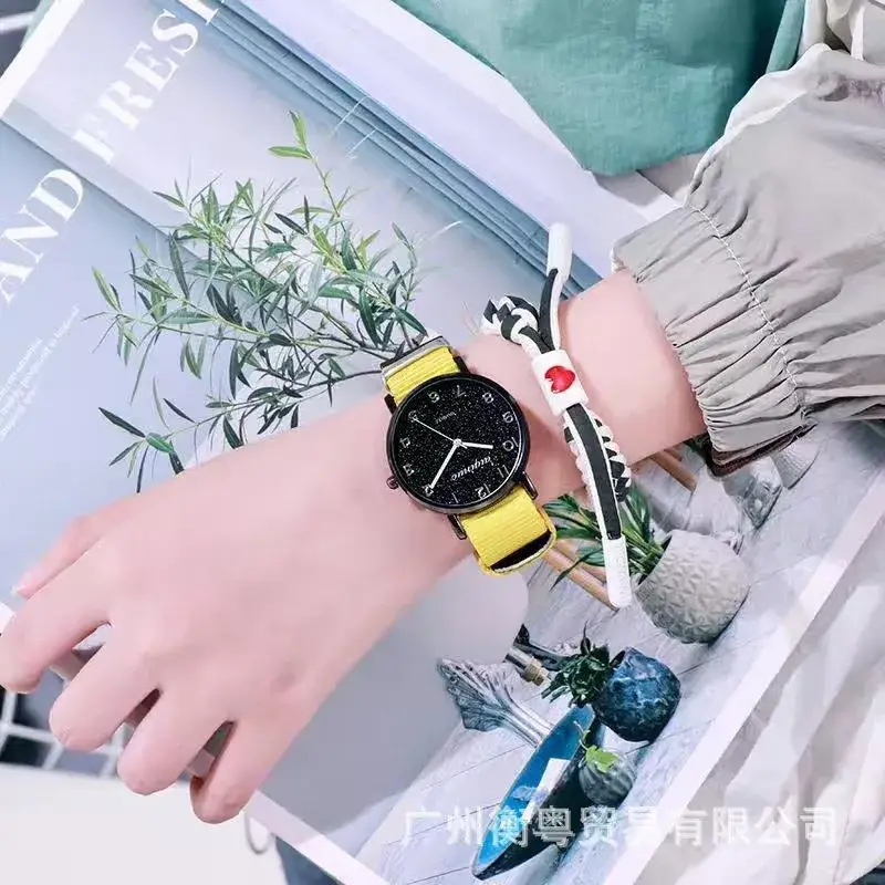 Couple's Rainbow Canvas Strap Quartz Watch - Image 6