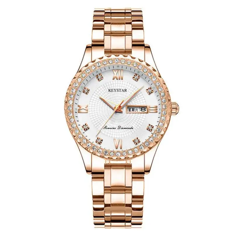 Korean Women's Pink Diamond Watch Set - Image 6