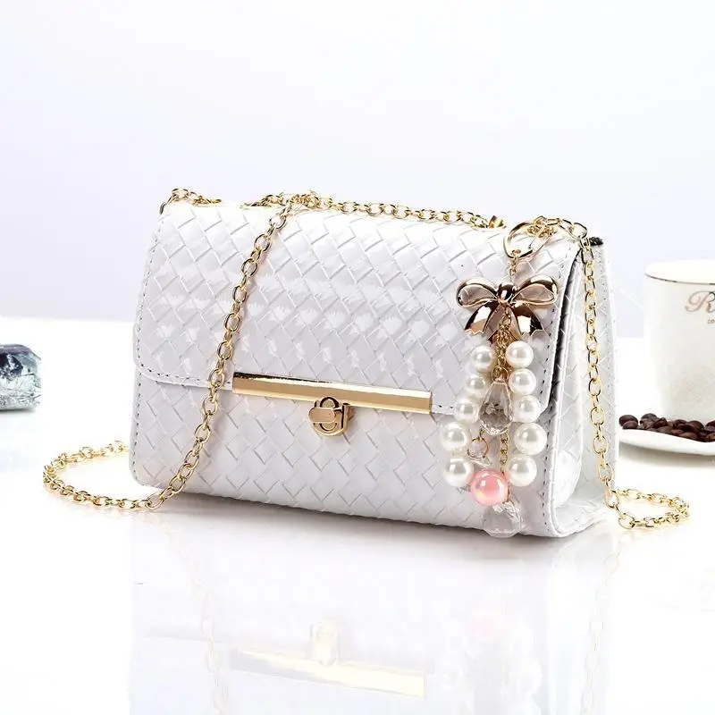 Black Embroidered Chain Shoulder Bag for Women - Image 9