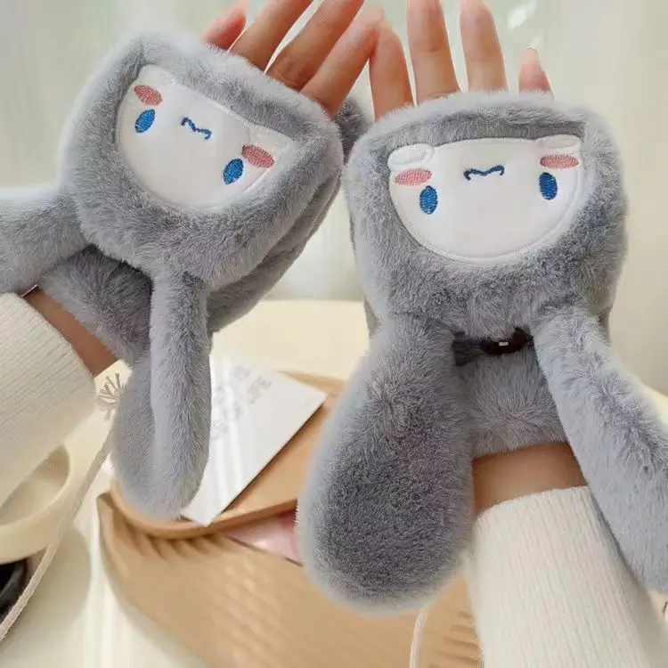 Cute Cartoon Winter Gloves for Girls Soft Plush - Image 2