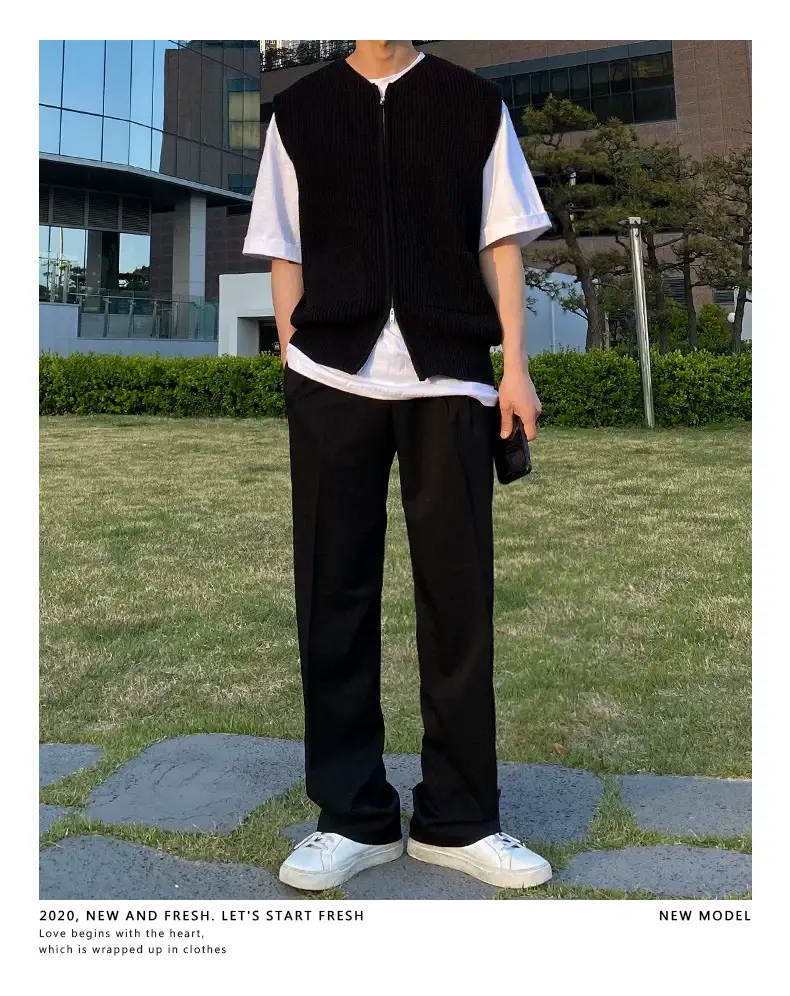 Men's Knitted Cardigan Vest with Zipper Back — feature 14