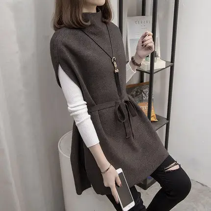 Women Half Turtleneck Waistcoat Sweater Suit Beige Spring Fall 2025 - Image 4