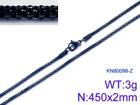 Stainless Steel Men's Women's Necklace 450x2mm Black - Image 6