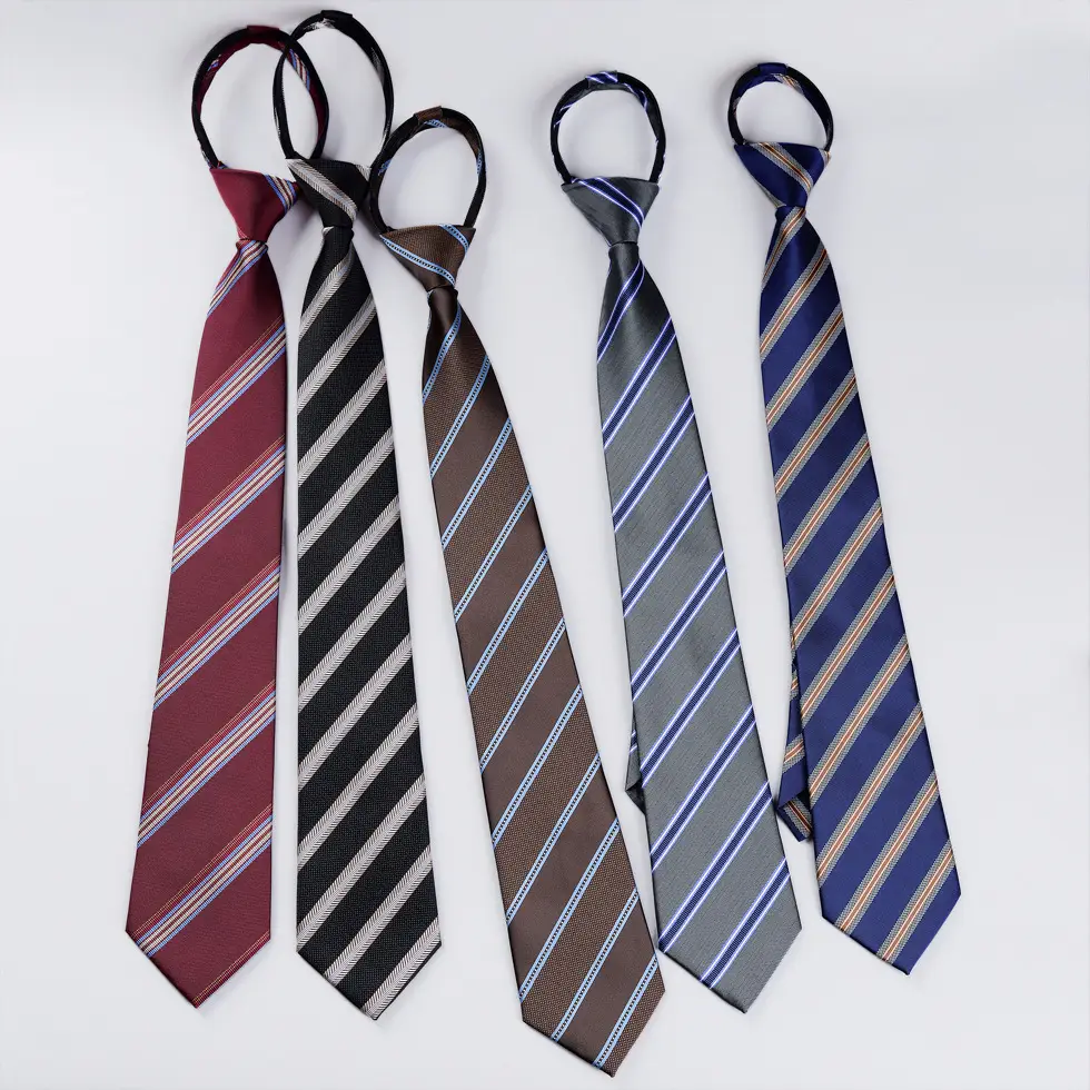 Men's Blue Striped Zipper Tie for Business, Wedding, or Casual Wear - Image 36