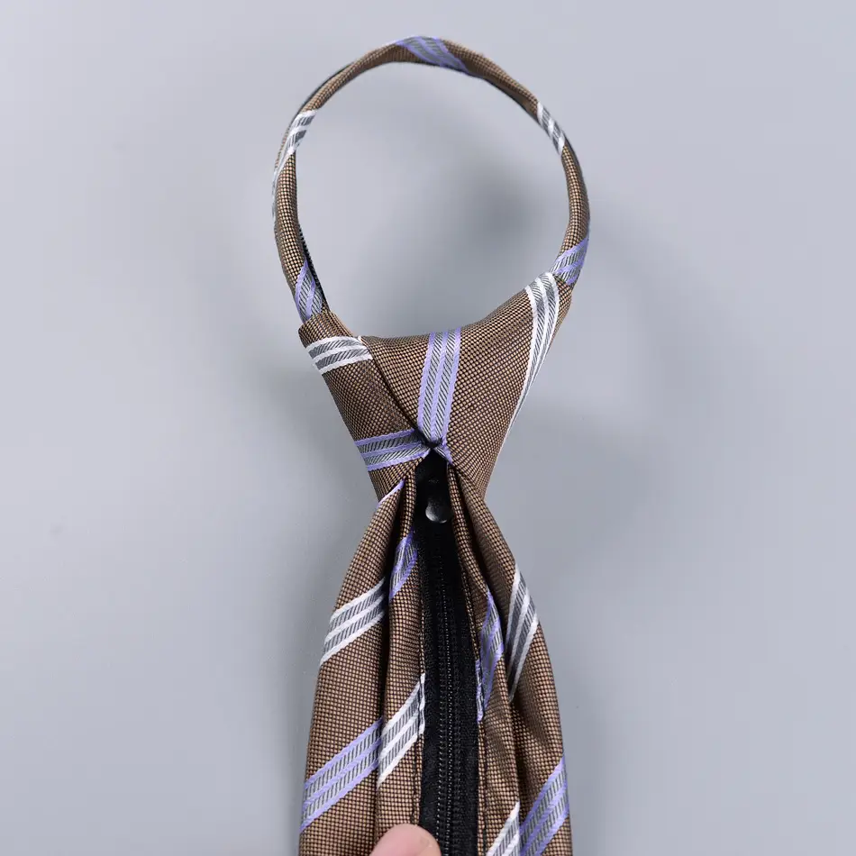 Men's Blue Striped Zipper Tie for Business, Wedding, or Casual Wear - Image 37