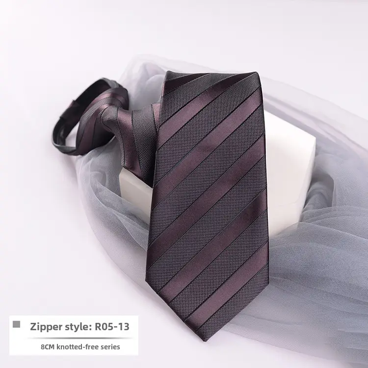 Men's Blue Striped Zipper Tie for Business, Wedding, or Casual Wear - Image 13