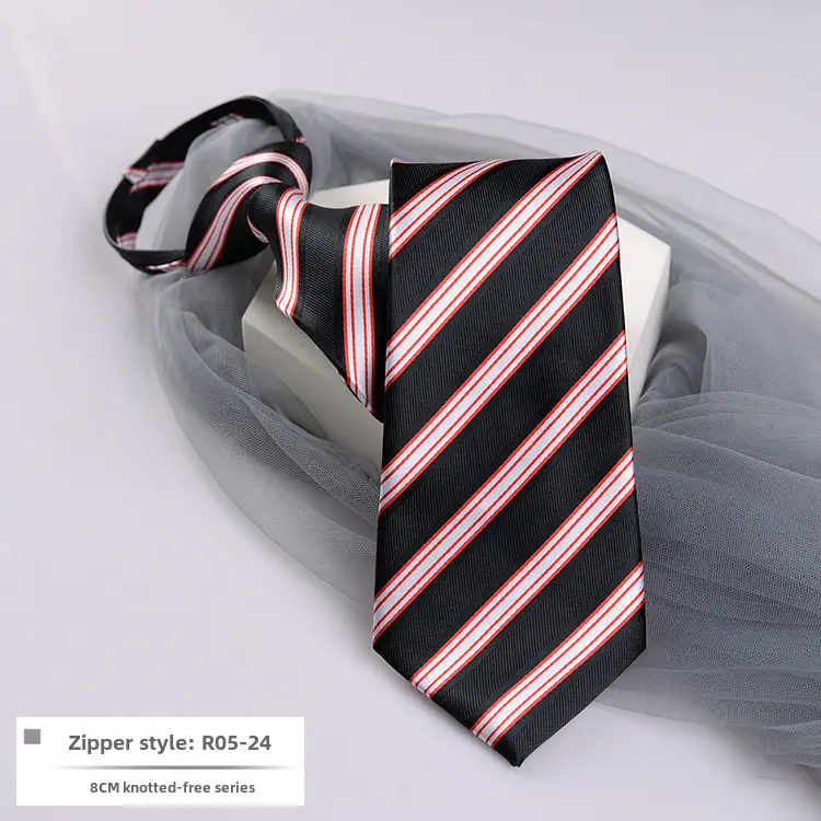 Men's Blue Striped Zipper Tie for Business, Wedding, or Casual Wear - Image 24
