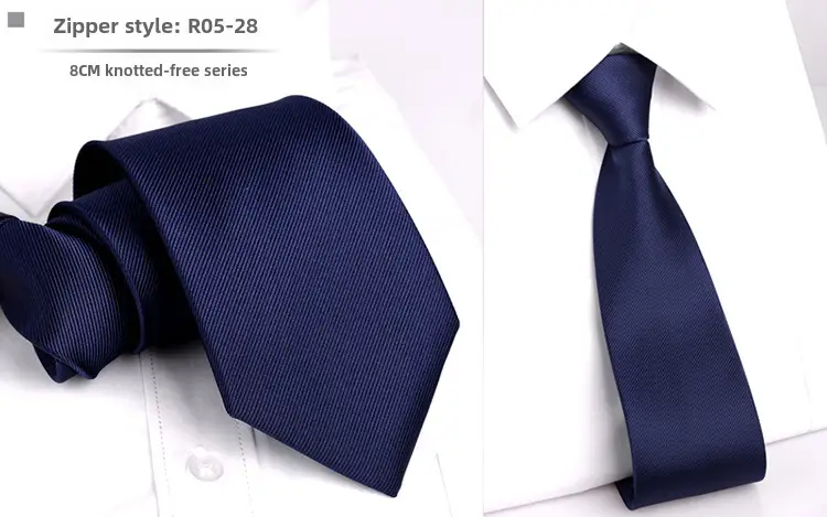 Men's Blue Striped Zipper Tie for Business, Wedding, or Casual Wear - Image 28