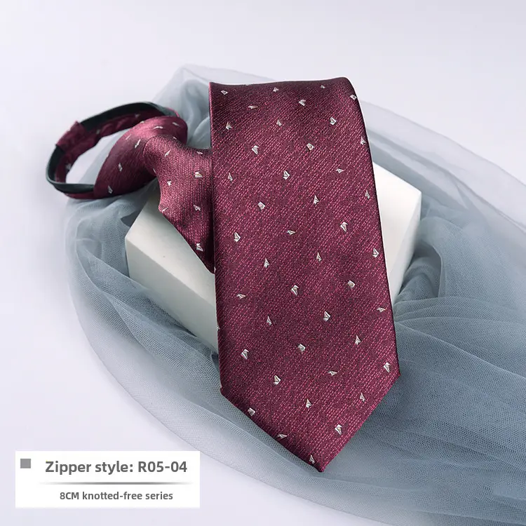 Men's Blue Striped Zipper Tie for Business, Wedding, or Casual Wear - Image 4