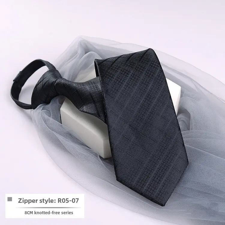 Men's Blue Striped Zipper Tie for Business, Wedding, or Casual Wear - Image 7