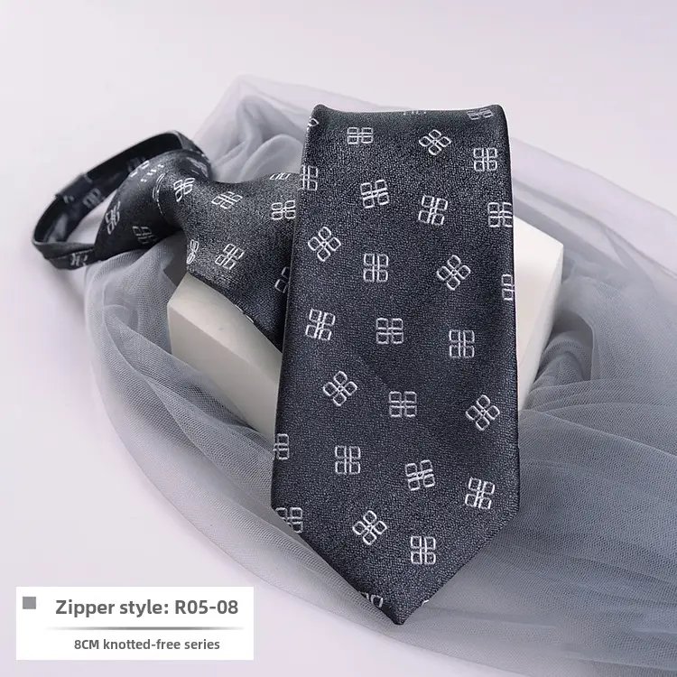 Men's Blue Striped Zipper Tie for Business, Wedding, or Casual Wear - Image 8