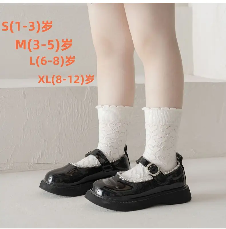 Girls White Lace Socks with Black Leather Shoes — feature 82