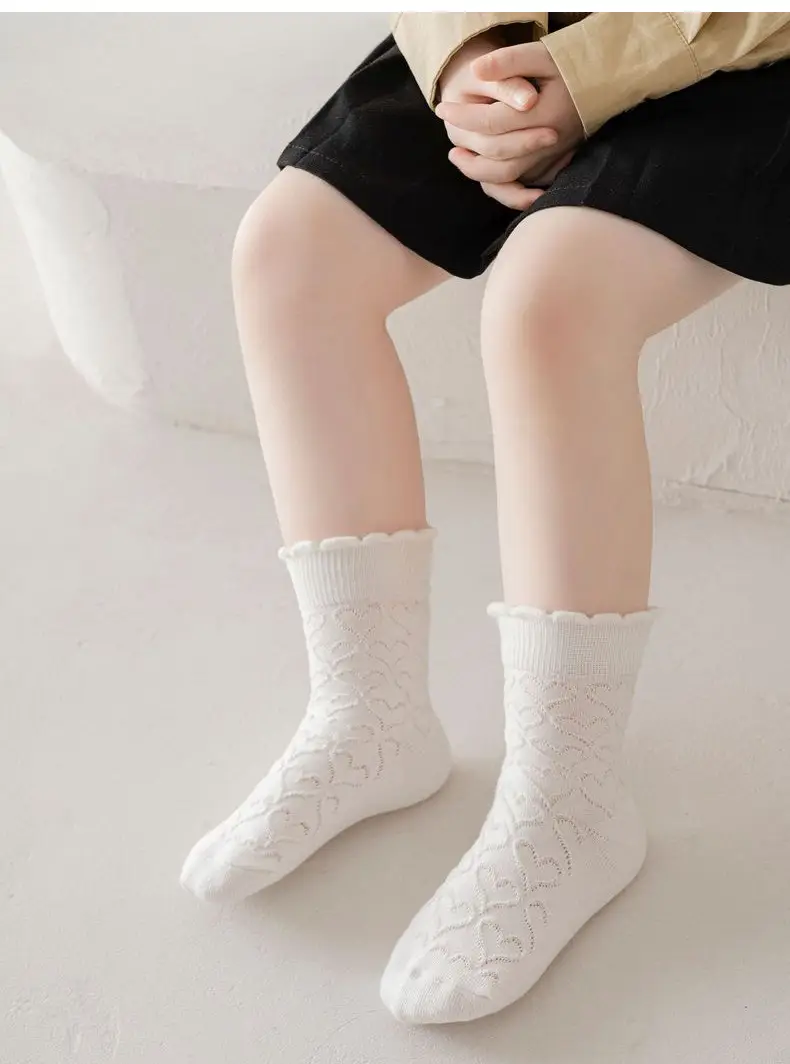 Girls White Lace Socks with Black Leather Shoes — feature 83