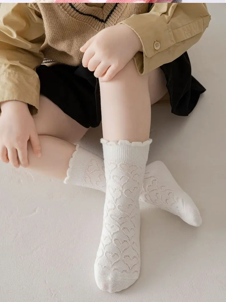 Girls White Lace Socks with Black Leather Shoes — feature 86