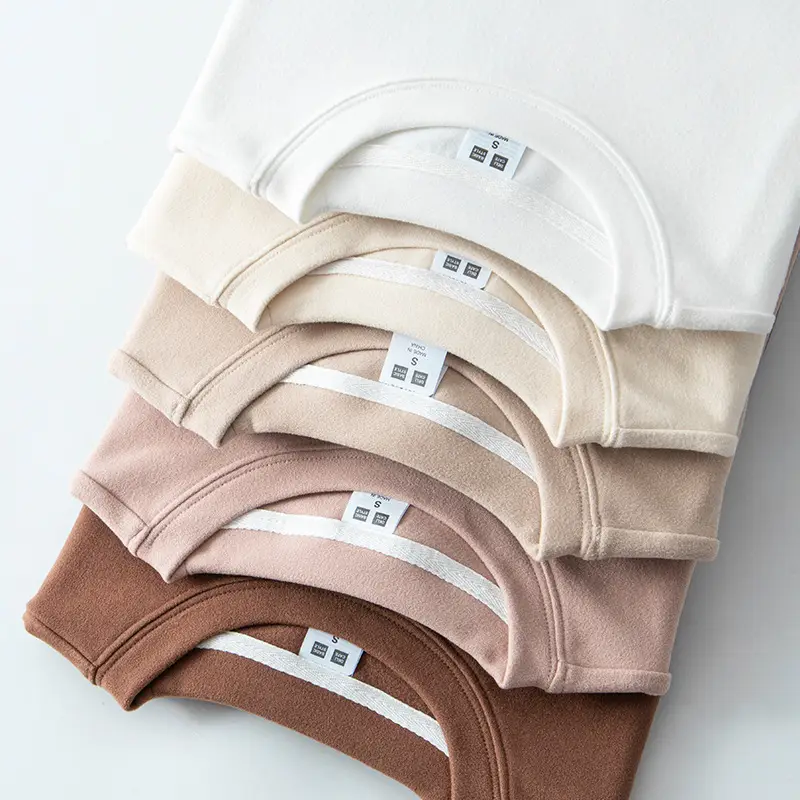 German Velvet Long Sleeve T-Shirt Beige - Image 12