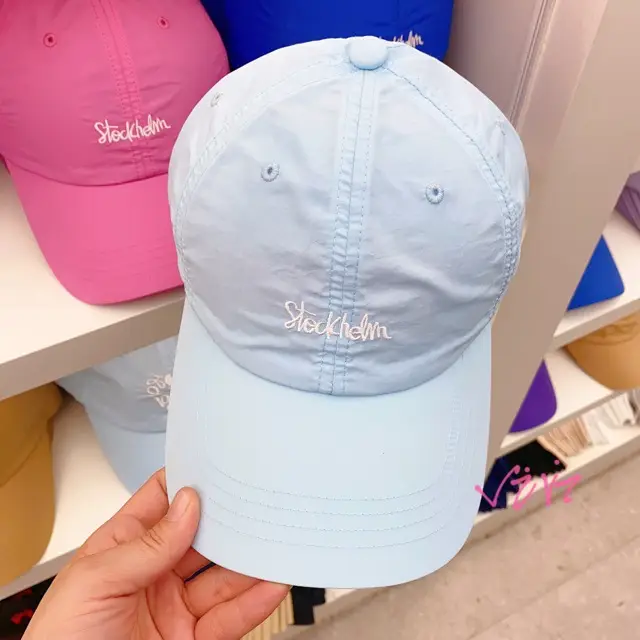 Blue Letter Embroidered Women's Summer Cap