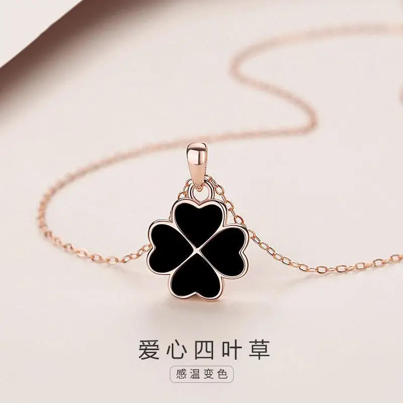 Double-sided Temperature Sensitive Four Leaf Clover Necklace - Image 3