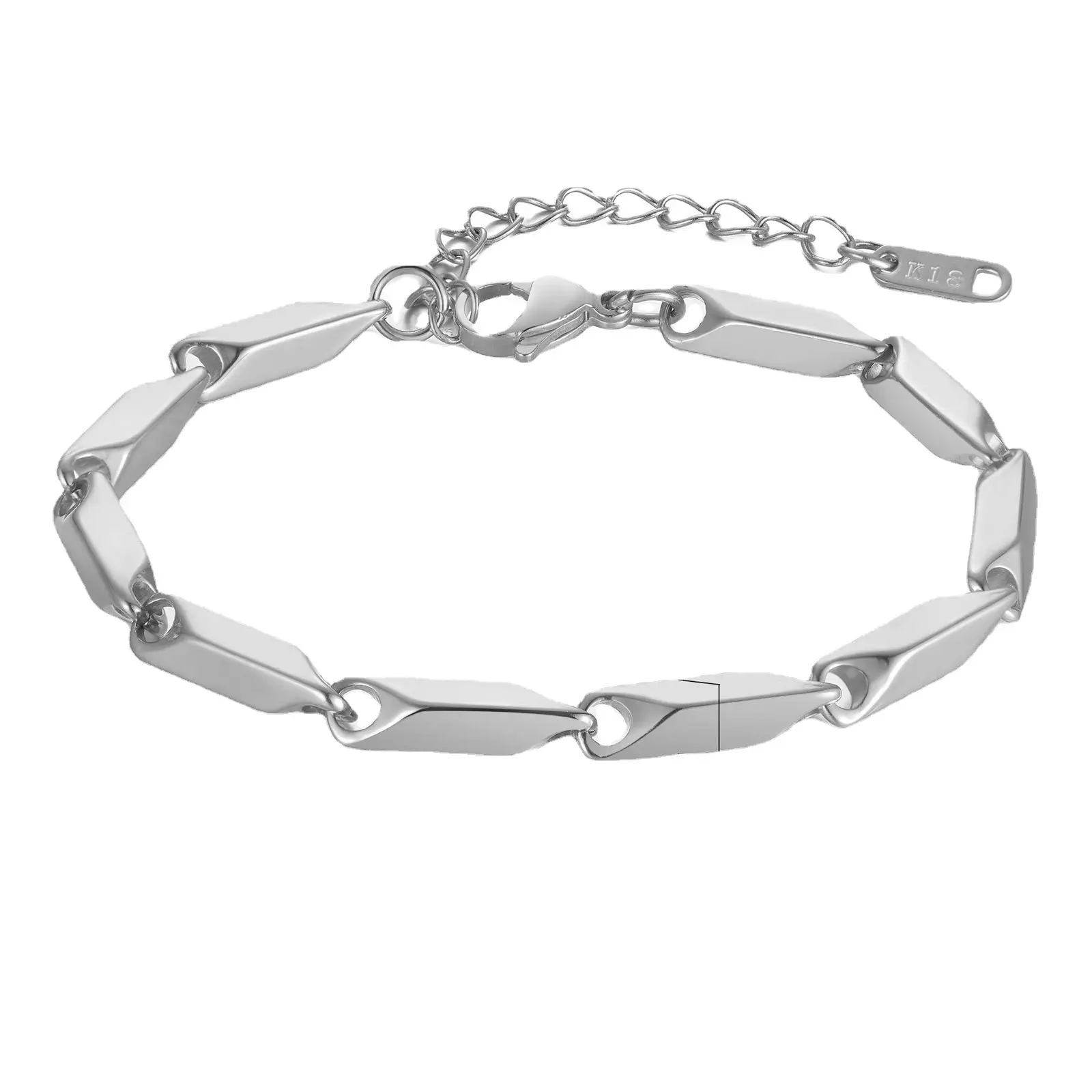 Gold Beveled Rhombus Chain Bracelet for Men Women - Image 8