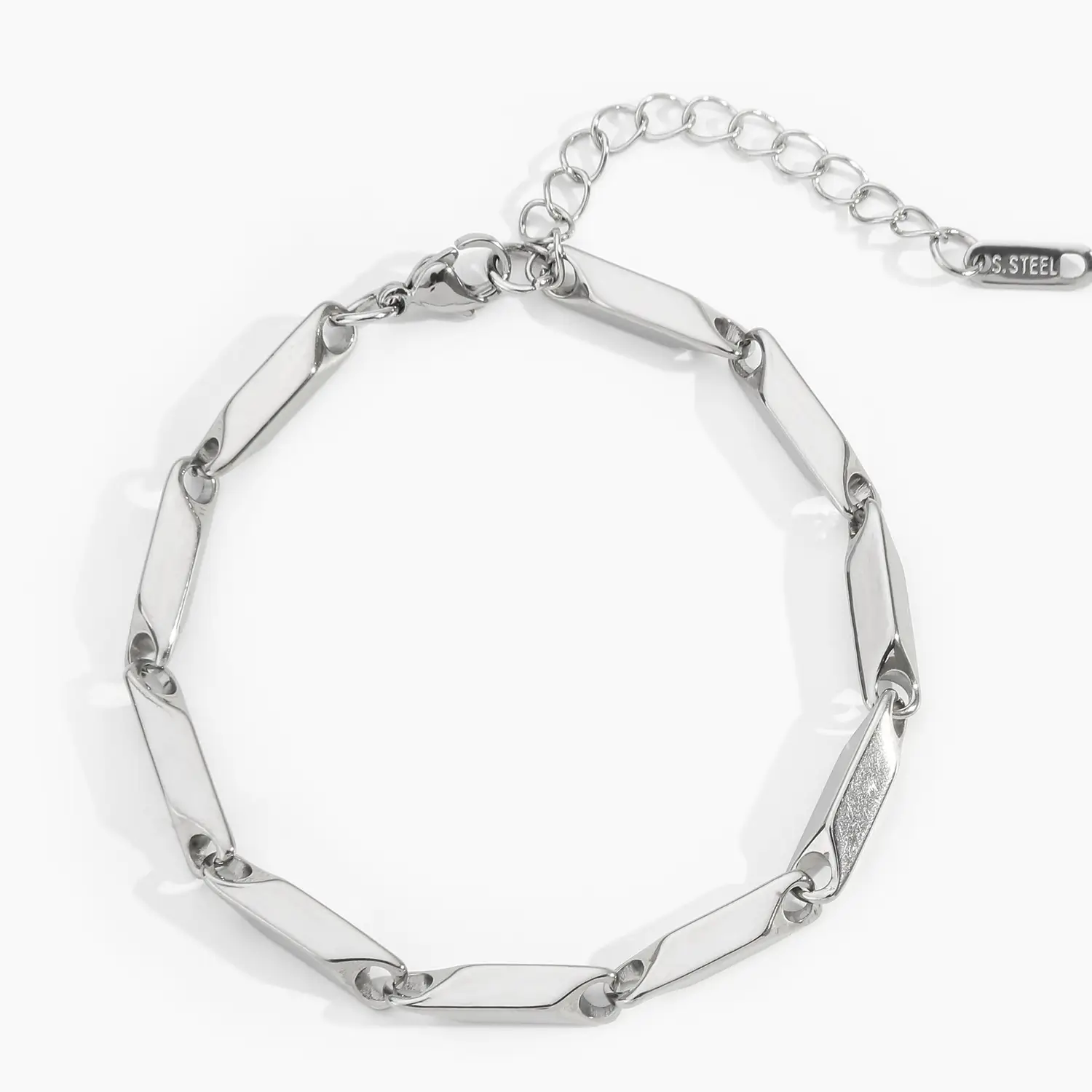 Gold Beveled Rhombus Chain Bracelet for Men Women - Image 2