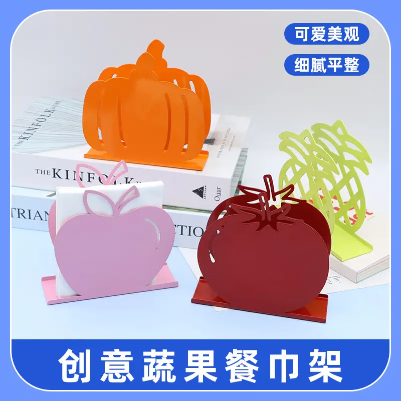 Vegetable Fruit Napkin Holder Modern Square Metal - Image 7