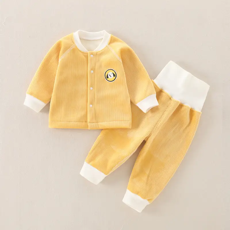Baby Fleece Lined Warm Set Yellow White - Image 3