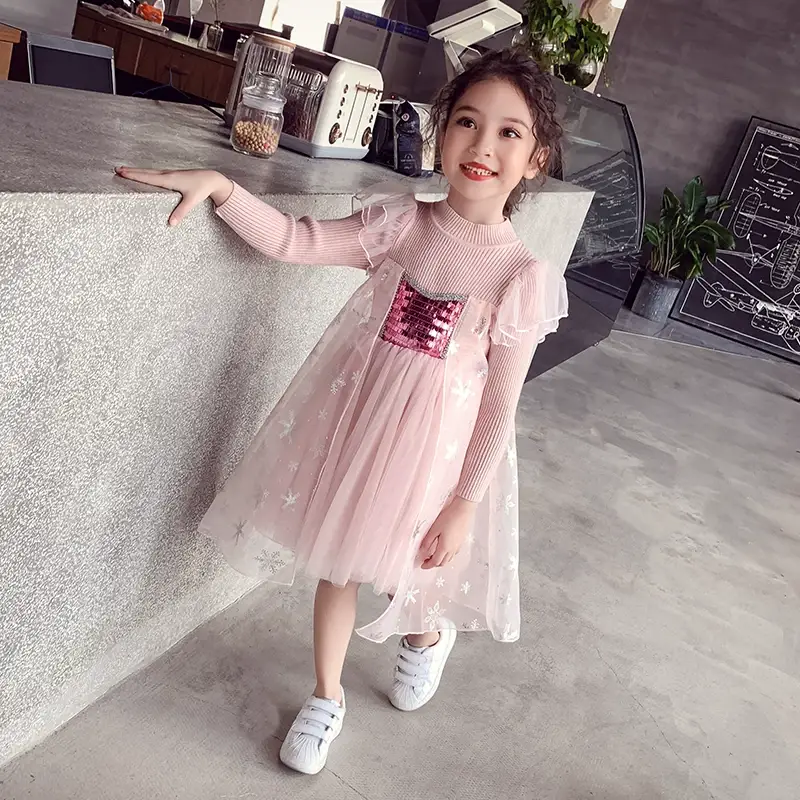 Frozen Aisha Princess Dress for Girls Light Blue Knitted — feature 15