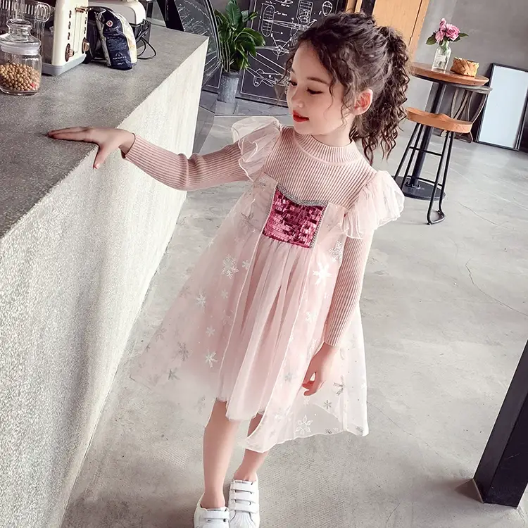 Frozen Aisha Princess Dress for Girls Light Blue Knitted — feature 16