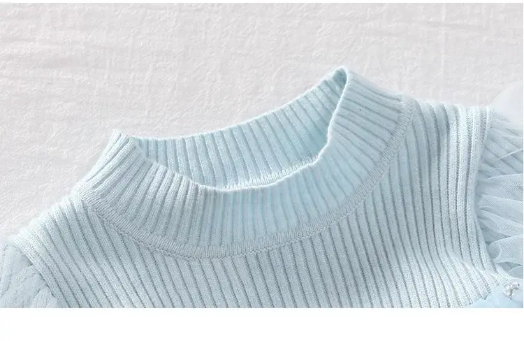 Frozen Aisha Princess Dress for Girls Light Blue Knitted — feature 17