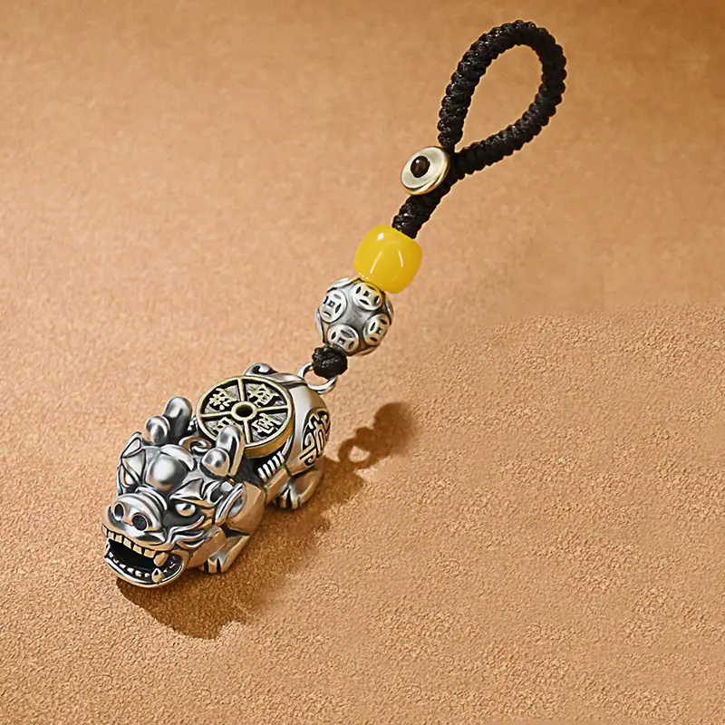 99 Sterling Silver Pixiu Keychain Men's Car Pendant - Image 4