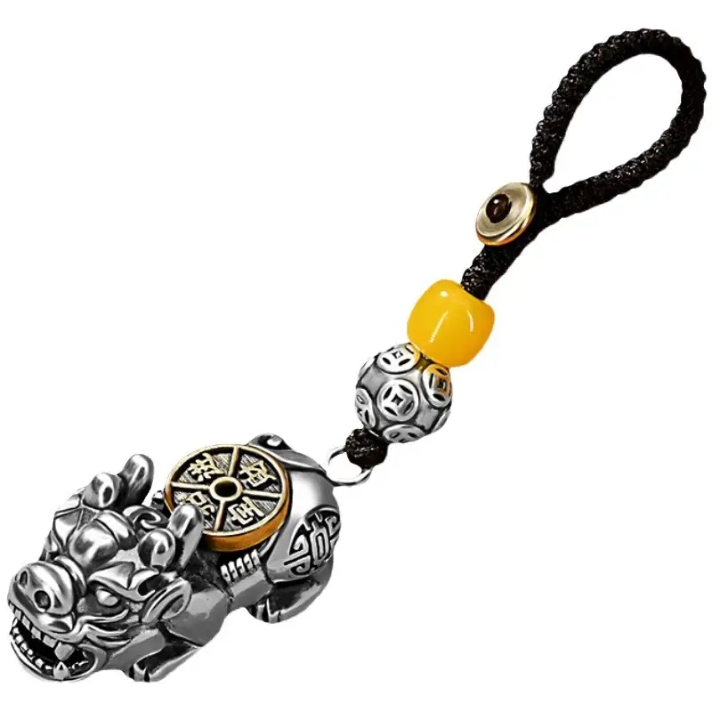 99 Sterling Silver Pixiu Keychain Men's Car Pendant - Image 5