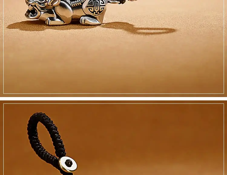 99 Sterling Silver Pixiu Keychain Men's Car Pendant — feature 2