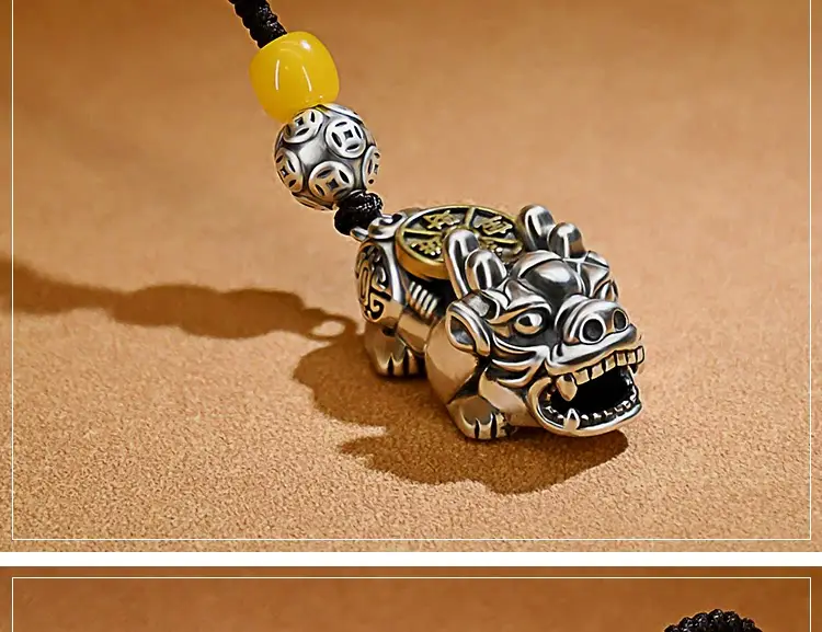 99 Sterling Silver Pixiu Keychain Men's Car Pendant — feature 3