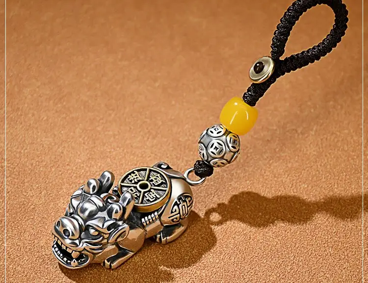 99 Sterling Silver Pixiu Keychain Men's Car Pendant — feature 4