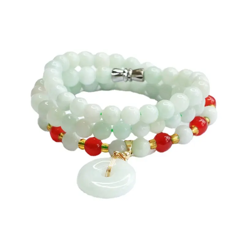 Natural Jade Peace Pendant Necklace with Red Accents - Image 6