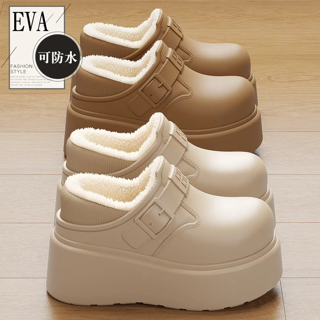 Waterproof Cotton Slippers for Women in Winter, Thick-Soled Indoor Home Use, Fleece-Lined Warm Cotton Shoes for Outdoor Wear, Women's Wholesale - Image 8