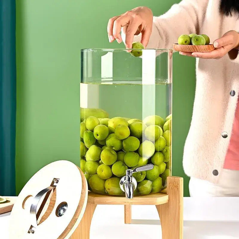 Green Plum Wine Glass Bottle with Tap Spout - Image 8