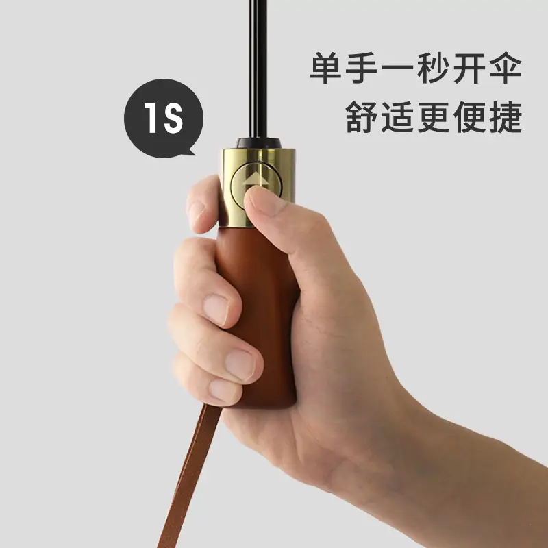 16-Bone Wooden Handle Umbrella Green Dual Use - Image 16