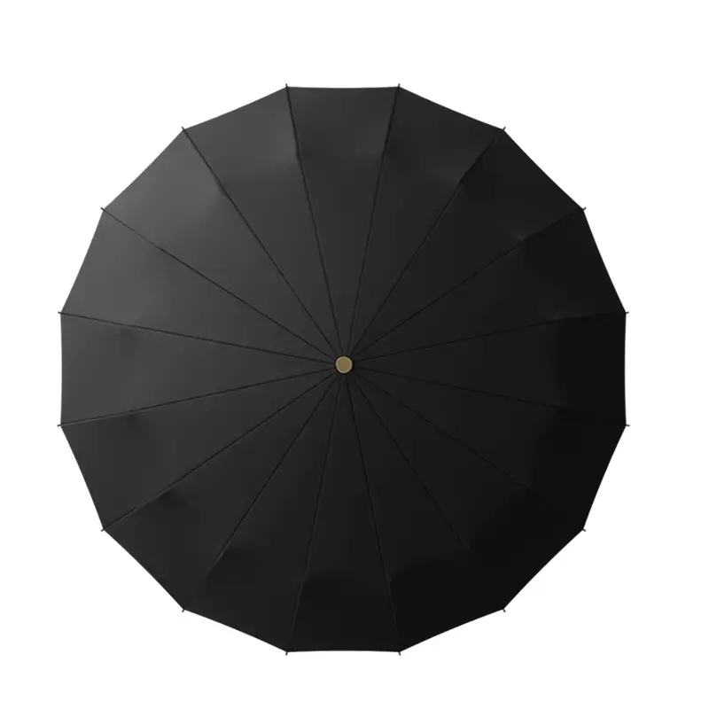 16-Bone Wooden Handle Umbrella Green Dual Use - Image 18
