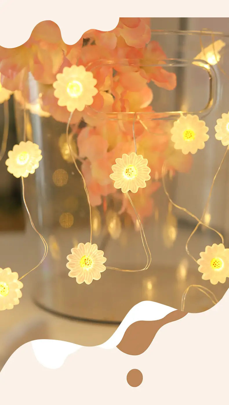 Copper String Lights Pink Cherry Blossom LED Decor — feature 4