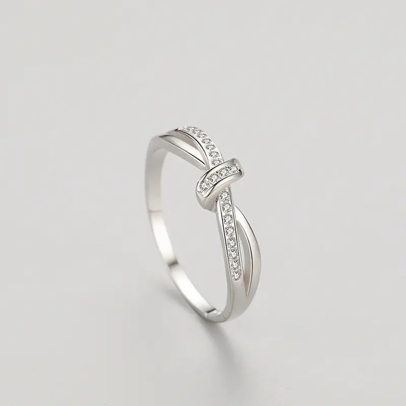 S925 Silver Double Layer Knot Diamond Ring for Women
