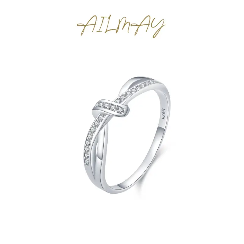 S925 Silver Double Layer Knot Diamond Ring for Women