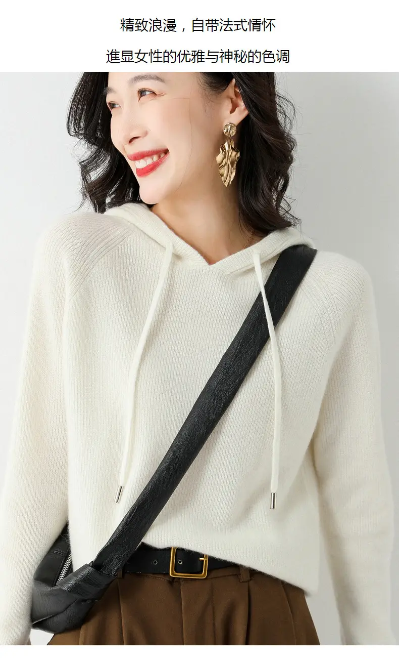 Women's Black Hooded Sweatshirt Coat 2024 Winter Outerwear — feature 14