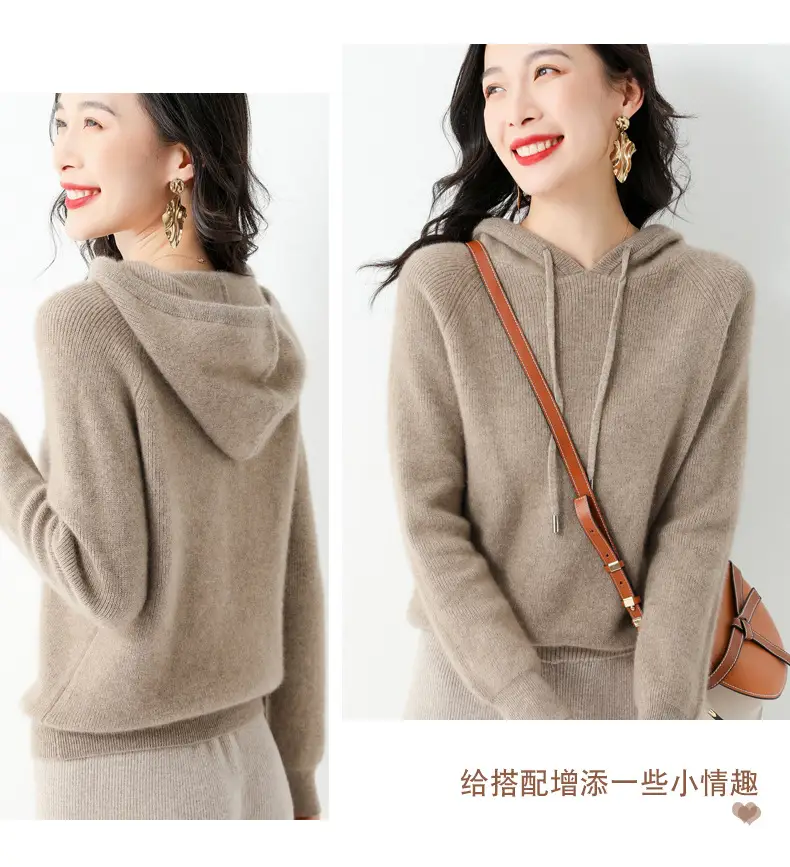 Women's Black Hooded Sweatshirt Coat 2024 Winter Outerwear — feature 18