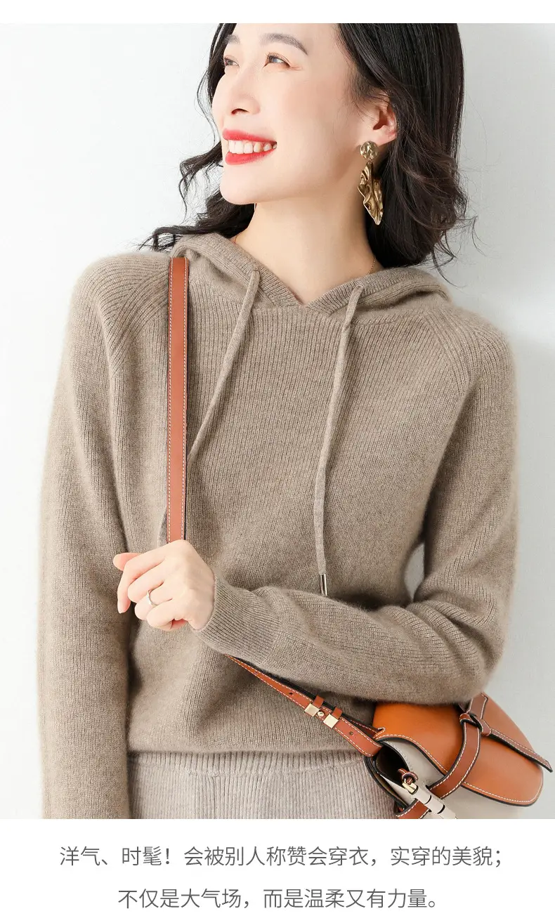 Women's Black Hooded Sweatshirt Coat 2024 Winter Outerwear — feature 20