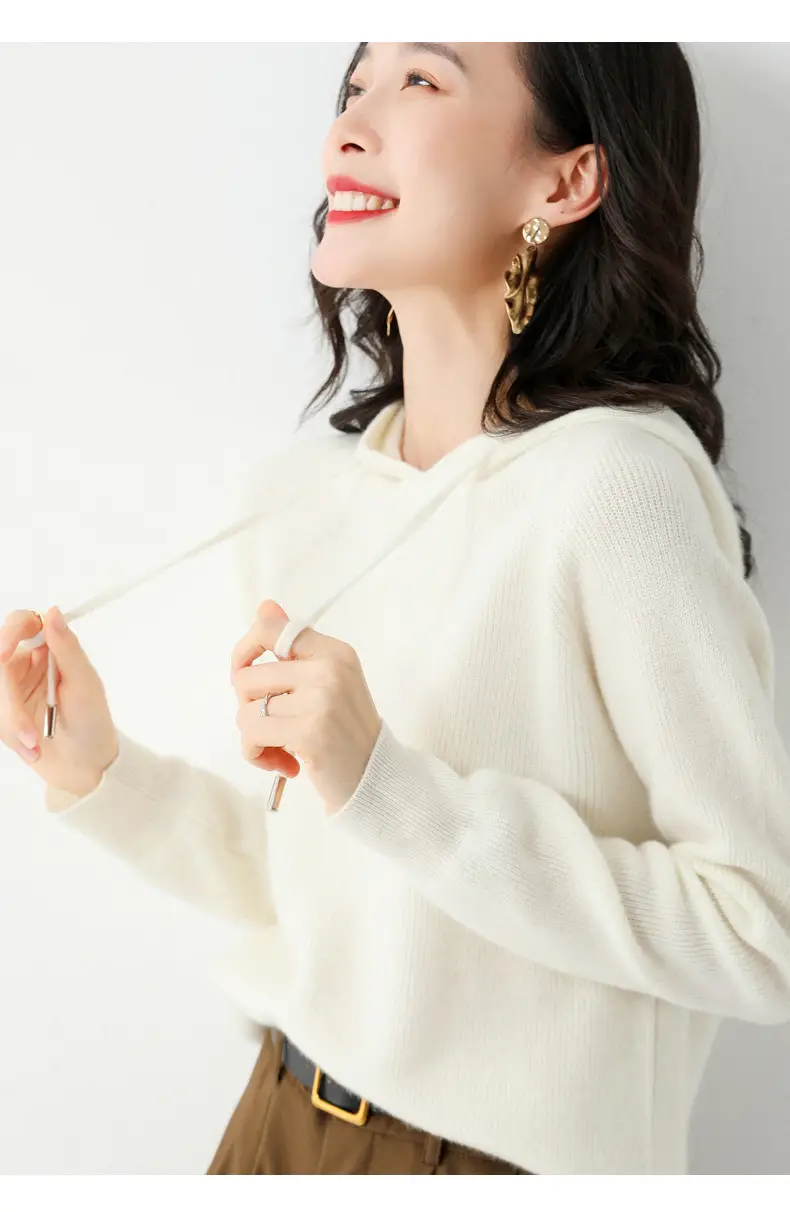 Women's Black Hooded Sweatshirt Coat 2024 Winter Outerwear — feature 27