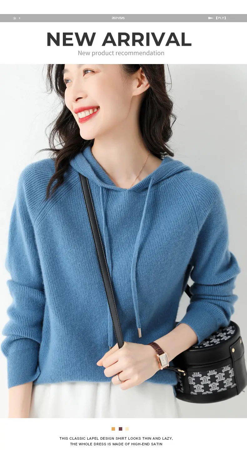 Women's Black Hooded Sweatshirt Coat 2024 Winter Outerwear — feature 3