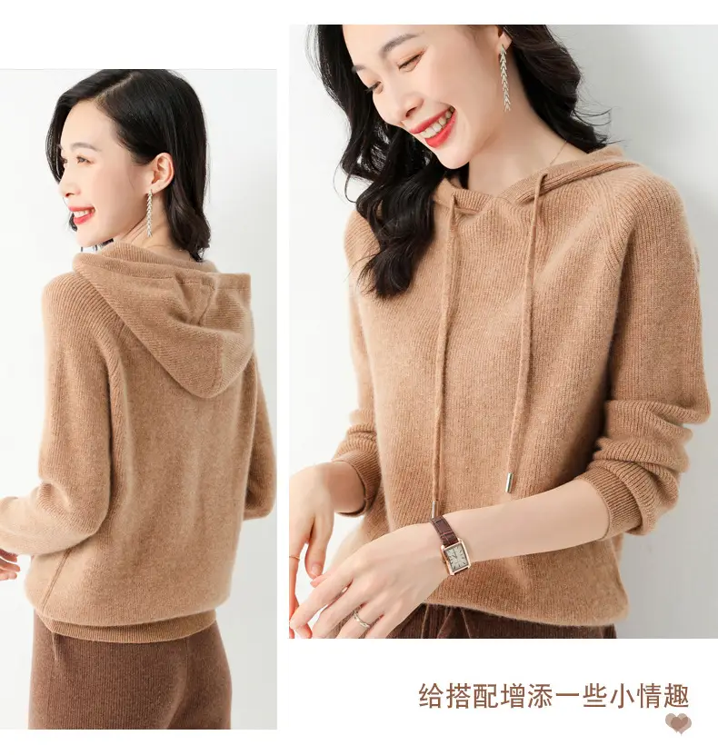Women's Black Hooded Sweatshirt Coat 2024 Winter Outerwear — feature 30