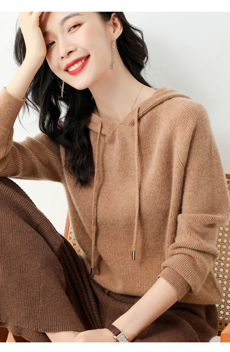 Women's Black Hooded Sweatshirt Coat 2024 Winter Outerwear — feature 31
