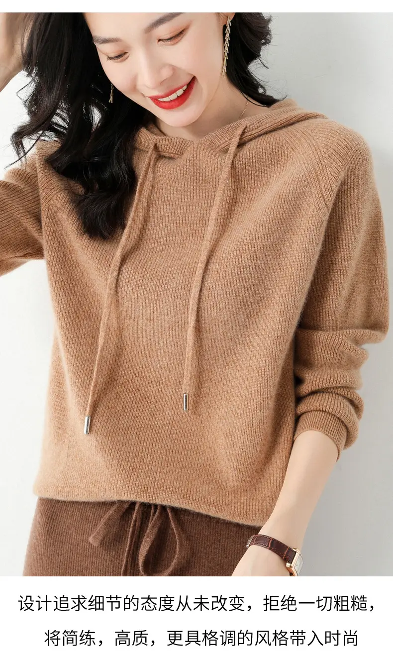 Women's Black Hooded Sweatshirt Coat 2024 Winter Outerwear — feature 32
