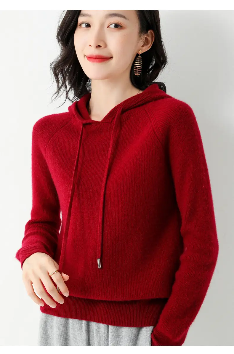 Women's Black Hooded Sweatshirt Coat 2024 Winter Outerwear — feature 37